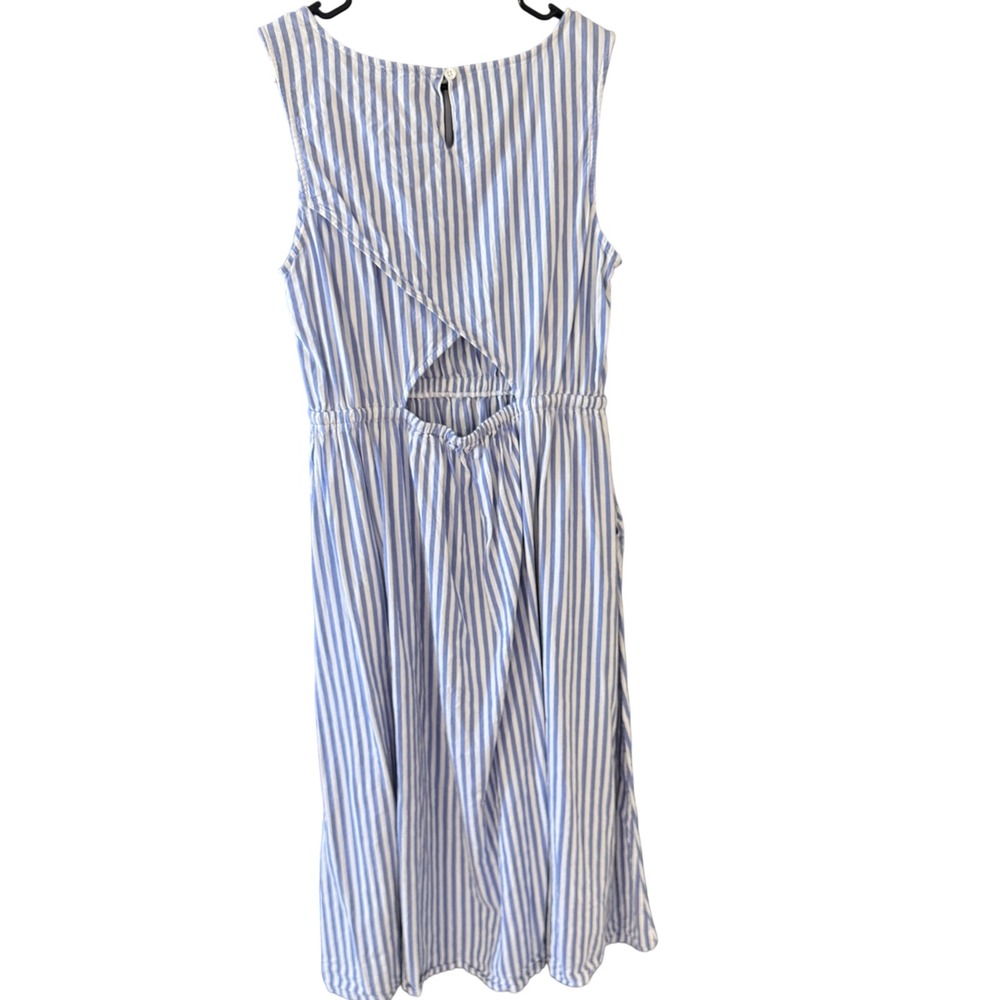 Beachlunchlounge‎ Blue White Striped Midi Dress Sleeveless Cutout  M Lagen Light - Picture 7 of 10